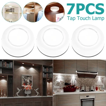 7PCS COB LED Kabinetas Šviesos Belaidžio Naktį Šviesos Stick Bakstelėkite Palieskite Naktį Lempa Koridoriaus Laiptų Virtuvės, Miegamojo Spinta, Virtuvės