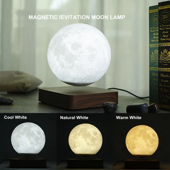 Creative 3D Magnetic Levitation Mėnulio Lempos Naktį Šviesos 14cm Touch Sukasi Led Mėnulis Plūduriuojantis Lempa Namų Puošybai Atostogų Dovanos