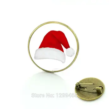 Kalėdų Senelis Kalėdų skrybėlę, sagės, segtukai, papuošalai vyrams ir moterims Kalėdų dovana kūdikio Stiklo cabochon dome pin C11